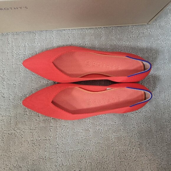 Rothy’s The Point Women's Size US 5, 7.5, 10 Red Flame Slip On Ballet Flat Shoes - Picture 4 of 12